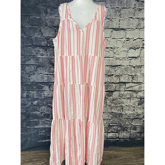 Marine Layer Dress Womens XL Striped Summer Tiered Maxi Sleeveless Casual‎ 2024 - Picture 2 of 16